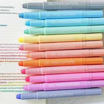 12pcs Pastel Gel Highlighters, Pastel Colors, 12 Packs, Non Bleeding Highlighters, All Paper Highlighters, Gel Pen Highlighter School Supplies, Back To School