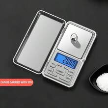 1pc Portable Electronic Jewelry Scale, Digital Carat Scale, Clear LCD Display, With Tare, On/Off And Backlight Buttons, Transparent Housing, Stainless Steel Pan, 200g/0.01g Precision, Suitable For Home, Office And Travel Use, 2 AAA Batteries Required (Not Included) - 彩色 - 查看 1