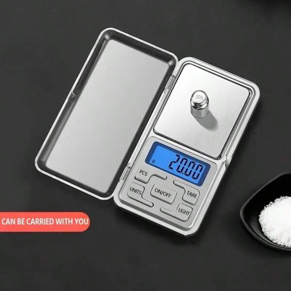 1pc Portable Electronic Jewelry Scale, Digital Carat Scale, Clear LCD Display, With Tare, On/Off And Backlight Buttons, Transparent Housing, Stainless Steel Pan, 200g/0.01g Precision, Suitable For Home, Office And Travel Use, 2 AAA Batteries Required (Not Included)