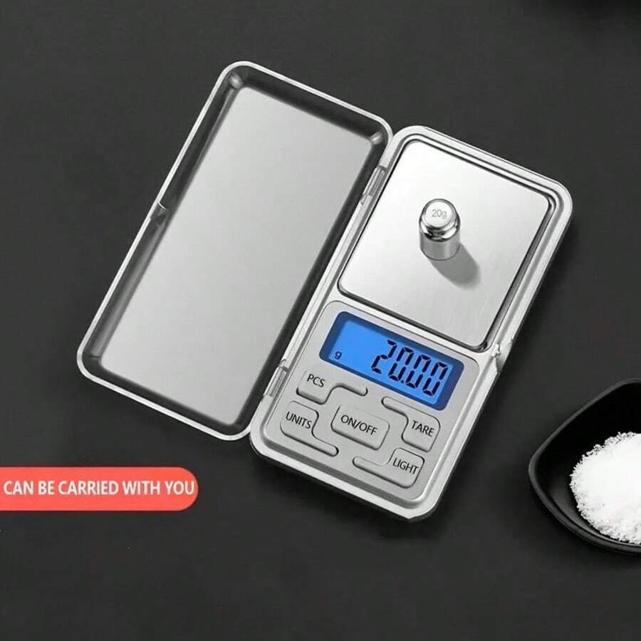 1pc Portable Electronic Jewelry Scale, Digital Carat Scale, Clear LCD Display, With Tare, On/Off And Backlight Buttons, Transparent Housing, Stainless Steel Pan, 200g/0.01g Precision, Suitable For Home, Office And Travel Use, 2 AAA Batteries Required (Not Included) - 彩色 - 查看 1