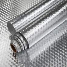 YUANYI 1 卷，15.75 英寸 X 39.37 英寸银色厨房壁纸 - 即撕即贴，耐油耐热，适用于厨房橱柜的架子和抽屉衬垫，适用于厨房和房间装饰，自粘墙纸 - 查看 6