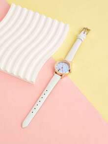 1 件时尚石英手表，带有可爱的小猫设计，适合青少年男孩和女孩