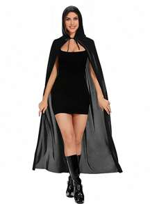 中性连帽斗篷服装，派对角色扮演斗篷，110 厘米、140 厘米、160 厘米，女式 Crow 成人化妆舞会配饰，连帽斗篷，黑色斗篷长袍，中性派对服装（黑色，单层）