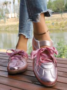 Nuove scarpe sportive casual da donna primavera-autunno 2025, con fiocco, di semplice e versatile stile fashion, di colori macaron