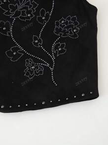 ZEVITY Sequin Decorated Floral Embroidery Cardigan Vest Top