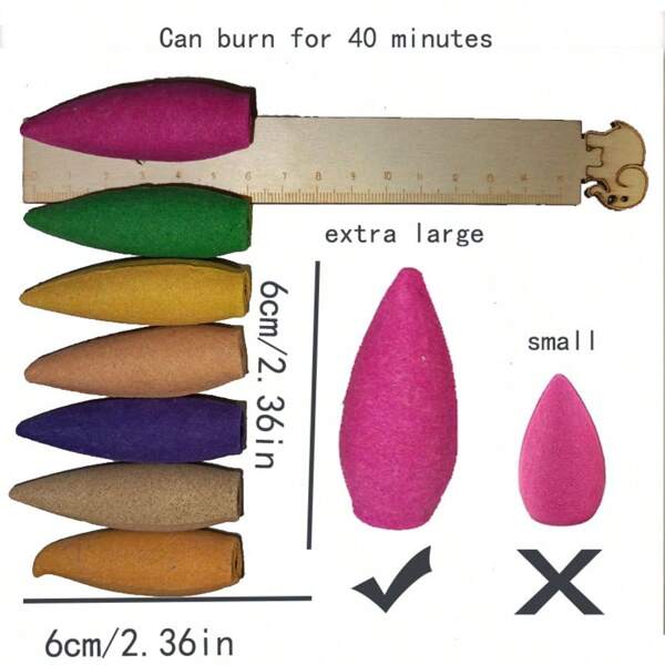 6cm Assorted Backflow Incense Cones, 30 Mins Burn Time, Backflow Incense Cones For Indoor Use, With Charming Waterfall Smoke Effect, Great For Meditation And Home Decor