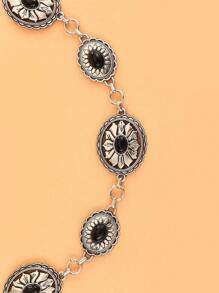 Vintage Chic Handmade Iron Adjustable Silver Color Waist Chain For Women, Tropical Floral Print Zinc Alloy Flower Women Waist Chain, Suitable For Wedding, Spring/ Summer/Autumn/Winter Summer