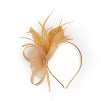 1pc Gold Fascinator Hats For Women, Suitable For Tea Party, Racing, Birthday, Beach Party, Family Gathering, Daily Wear, Dual Use Hair Clip And Hair Hoop Headbands Hairband