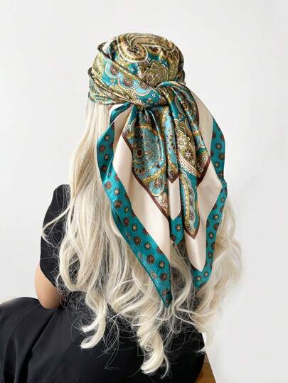 1 Stück 90cm Paisley Muster quadratischer Schal für den täglichen Gebrauch als Damen Bandana, Kopftuch oder Haarbandana, ideal zum Aufhübschen Ihres Aussehens