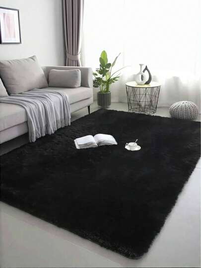 客厅地毯、卧室大号蓬松黑色地毯、儿童房柔软毛绒地毯、室内防滑蓬松地毯