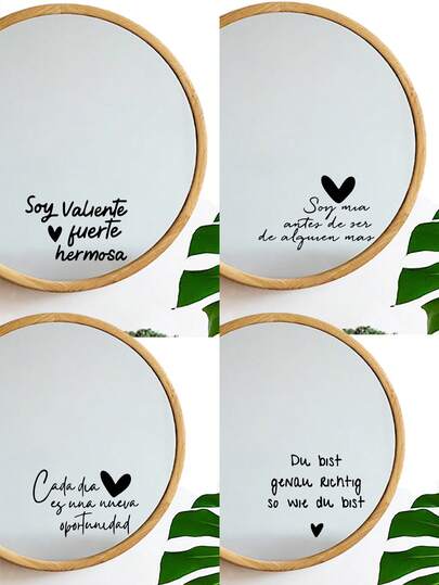 1 pieza/4 piezas Pegatinas con texto inspirador "Así estás bien" para espejos del baño, sala de estar, tocador, paredes, puertas, ventanas, automóvil, decoración del hogar, positivo, personalizado