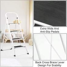 Royalswill Step Steps Foldable With Non-Slip Wide Platform, Ideal For Home/Kitchen/Garage/Office/Market/Garden - 4-Steps-Black - 查看 4