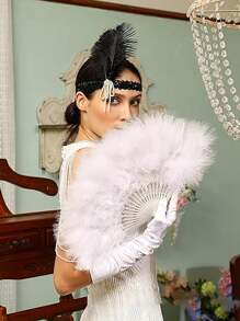There Are Eight Colors To Choose From - Elegant Solid Color Feather Folding Fan, Women's Photo Prop, High-End Art Piece, Princess Role-Playing Prop, And Hand Fan.