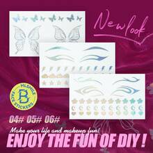 3Pcs/Set Face Sticker Eye Makeup Eyeliner Face Diamond Gem Sticker 3D Colorful Rhinestone Tattoo Eyeshadow Stickers Fo Festival Nail Body Makeup Bling Jewel DIY Decor - Multicolor - View 13