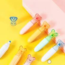 6 Stück süße Haustier-förmige Fluoreszenz Textmarker Set, Mini Tagebuch Markierstifte für Schüler Schulstart