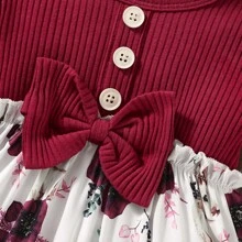 Conjunto de Vestido de Primavera para Bebé Niña con Estampado de Conejito y Diadema con Moño