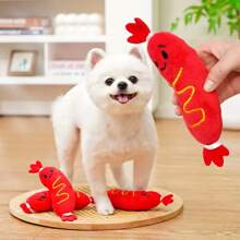 1 pièce Poupée en peluche sonore pour animaux de compagnie, poupée de chien, poupée de chat, hot-dog brodé, fournitures anti-morsure contre l'ennui
