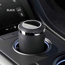 带盖车载烟灰缸，可拆卸便携式车载烟灰缸架 - 黑色 - 查看 2