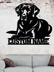 1pc Customized Metal Labrador Dog Tag - Personalized Gift For Dog Lovers, Wall-Mountable Housewarming Gift, Engraved With Custom Name, Indoor/Outdoor Pet Owner Decorative Art,Home Decor Living Room ,2026-Collection - Black - View 5