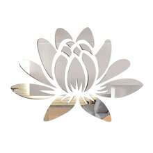 1 Set, 3D Acrylic Mirror Lotus Flower Wall Stickers, Self-Adhesive Removable, Suitable For Home Living Room, Dining Room, Bedroom, Office, Hallway, Bathroom Background Mural - No Power Or Battery Required, High Definition Reflective Finish, Easy To Install And Remove, Wall-Mounted Bathroom Mirror, 13.7 X 9.8 Inches, Silver/Gold/Black Wall Decor Room Decor Personalised Stickers