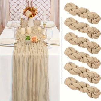 1PC Cheesecloth Table Runner Summer Boho Rustic Gauze Tablecloth 120 Inch 10FT Cheese Cloth Runner For Party Baby Shower Home Decor Holiday Decorations