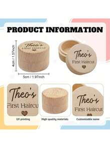 Caixa Memorial de Madeira Vintage Personalizada para Coleção de Cabelo - Primeira Cort de Cabelo e Armazenamento de Cabelo Grávido, Presente Perfeito para Novos Pais, Essenciais de Organização Doméstica, Caixa de Armazenamento de Organização Doméstica Volta às Aulas