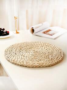 1/2/3/4pcs Country Style 15 Inch Natural Water Hyacinth Woven Round Placemats, Slip-Resistant, Heat-Resistant Pot Holders, Suitable For Room Decor, Dining Table Decor, Home Decor, Party Decor, Ideal For Holiday, Party, Gathering, Birthday, Wedding, Gift, Dinner, Outdoor, Picnic.