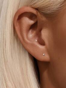 1 Peça Brinco Pequeno Marquise de Prata 925 Sterling com Bola Colorida, de Costas Planas, Declaração, Piercing de Cartilagem Hélix, Joias Finas para Uso Diário, Casamento, Festa, Noivado, Aniversário, Dia dos Namorados