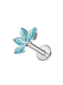 1件优雅16G不锈钢唇环,立方氧化锆四叶草设计 - 多功能耳环,适用于耳骨、耳廓、耳屏、耳洞等穿孔,睡觉时也可佩戴 - 彩色 - 查看 22