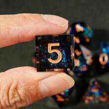 Elegant Resin Gold Foil Dice Set, Complex Design, Multifaceted Shapes Including D20 - Ideal For Role-Playing Games And Cthulhu Boardgames - Black - View 5