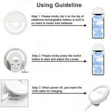 LEDSelfie Ring Light, Mobile Phone Light, Portable Light, Clip-On Light, Fill Light, Rechargeable Type - 3 Modes. Suitable For IPhone, Android, Makeup, Douyin, Live Streaming, Laptop, Tablet, Video Conference Lighting, Photography