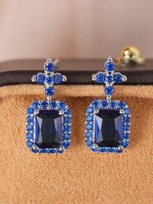 1 Cặp bông tai đính đá Cubic Zirconia tuyệt đẹp dành cho nữ dùng để trang trí tiệc cưới, đính hôn, kỷ niệm ngày cưới, quà tặng ngày lễ tình nhân - 4 # - Xem 5