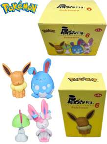 pokemon 1/4pcs Pokemon, Eevee Gardevoir Shoulder To Shoulder Doll Ornaments, Suitable For Placing On Desks, Dining Tables, Bedside Tables, Etc., Birthday Gift Toys, Pikachu, Handmade Sets, Are Ideal Gifts For Enthusiasts, Party Lovers And Collectors, Suitable For Birthday Party