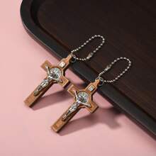 2pcs Basic Black, Brown, Light Brown Wooden Cross Pendant, Suitable For DIY Bag Charms, Home Decoration, Etc.