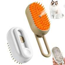Cepillo de vapor para gatos para eliminación de pelo muerto, peine de aseo portátil antiestático para gatos y perros, cepillo vaporizador de agua, removedor de pelo de mascotas de autolimpieza, cepillos de vapor para gatos y perros de interior