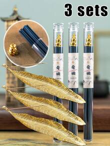 Golden Small Bodhi Leaf Incense Holder - Exquisite Aromatherapy Ornament With Space-Saving Horizontal Design For Household Indoor Use - Inspired By Traditional Japanese Style, Compact And Beautiful Gifts Birthday Graduation