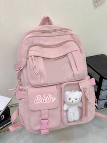 Customized Backpack, Can Print Personalized Name Or Holiday Greetings. Create Your Own Exclusive Backpack. Fashionable, Casual, Multi-Functional, Simple And Versatile Multi-Pocket Design, This Lightweight Backpack Is Ideal For Daily Use By Teenagers. Multi-Functional, Decorative, Letter Pattern, Fashionable, Modern, Colorful, Cute, Charming, Casual, Customized, Personalized, Unique, Ideal Gift For Him Or Her.