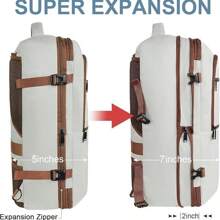 VANCROPAK Expandable Personal Item Travel Backpack For Women, 40L Airline‑Approved Carry On Underseat Bag With Luggage Sleeve, Lightweight Water‑Resistant Weekender Backpack For Business Trips, College Students, Moms, Summer Vacation, Back To School & Holiday Gift, Beige