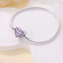Brazalete retro luminoso de plata esterlina con forma de corazón, hecho a mano, kit de cuentas DIY, cuentas básicas de cadena, accesorios DIY de Halloween, cuentas de posicionamiento