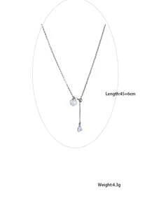 1pc Minimalist Titanium Steel Non-Fading Pearl Snake Bone Necklace - White - View 10