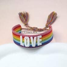 1pc Rainbow Summer Travel Vacation Style Handmade Woven Boho Casual Bracelet, Festival Party Beach Sand Travel Wear Wristband - Colorful - View 7