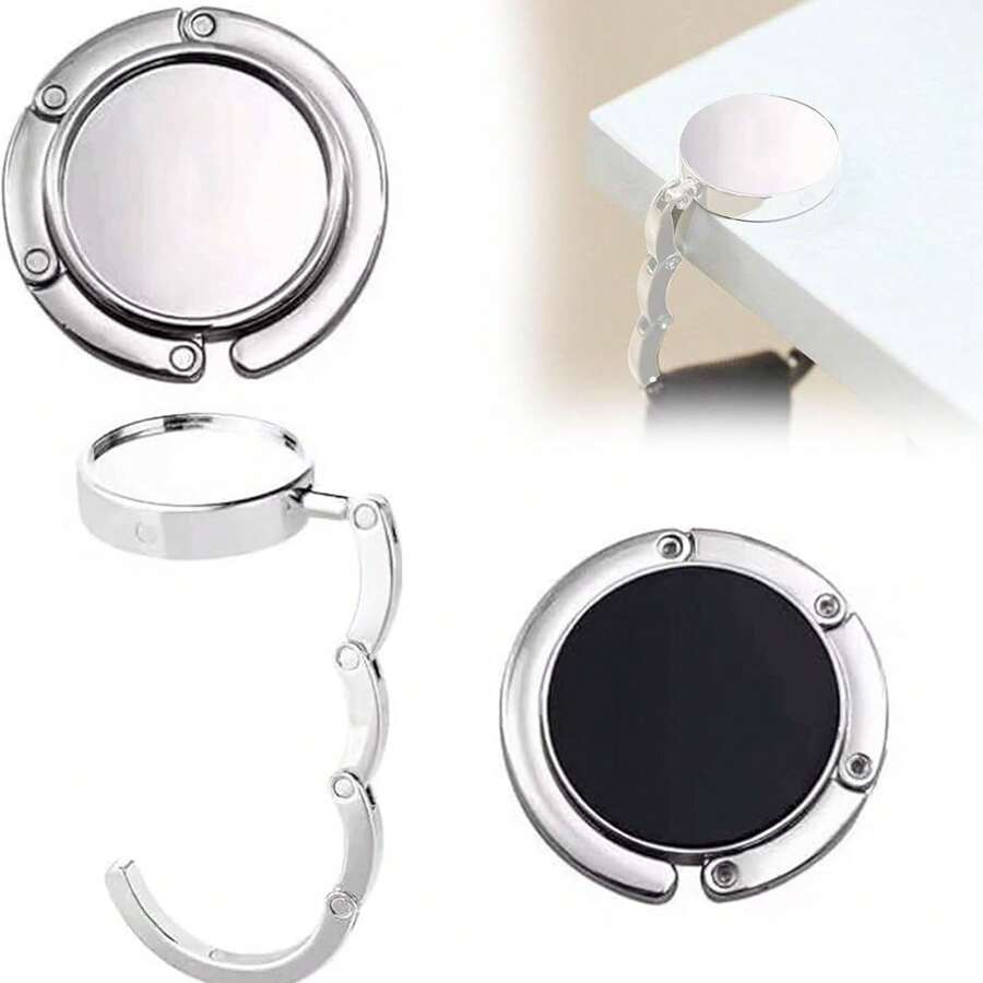 1 pieza Gancho plegable para escritorio, gancho portátil de material metálico, colgador para escritorio de oficina, gancho para mochila de estudiante