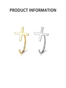Anneau de nombril en argent sterling S925 à vis unique, plaqué or 14 carats avec croix mignonne. Bijoux de perçage corporel pour femmes