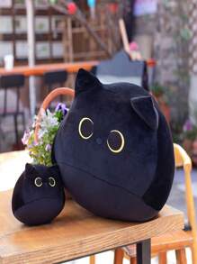 1 pieza Almohada decorativa adorable y linda en forma de gato, cojín de peluche de gato negro, muñeco de peluche de gatito, regalo de decoración del hogar para amigos