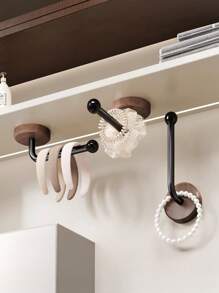 1pc Walnut Wooden Wall Mounted Hook Without Drilling, Fashion Style, Strong Adhesive, Easy Install,Rustic Decorative Hooks For Hanging Coats, Towels, Keys, Bags,For Entryway, Bathroom, Door - Heavy Duty Wooden Hooks,Over-The-Door Hanger Hook,Home Storage Hooks, Kitchen Storage Hooks, Bathroom Storage Hooks