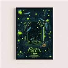 1 pieza Pintura en lienzo de póster de película de anime "Tumba de Luciérnagas", decoración moderna para pared de sala de estar o dormitorio, regalo opcional con marco