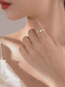 1pc Delicate Japanese Style Luxurious Butterfly Zirconia Ring, Elegant & Feminine