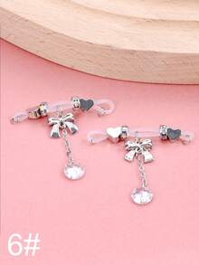 吊坠假乳头穿孔粉色心形假乳头环硅胶无痛假乳头环 Y2K 乳头环奶嘴心形 CZ 蝴蝶结身体穿孔首饰派对女士礼物 - 粉紅色和白色 - 查看 11