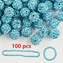 10/20/30/50/100 pièces Perle de strass plat en verre blanc de 10 mm, boule à facettes Disco, convient pour la fabrication de bijoux, bracelets DIY, colliers, boucles d'oreilles et travaux d'artisanat