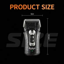 Kemei 1 pezzo Rasoio elettrico professionale KM-T98 impermeabile per barba, ricarica USB rapida, adatto per rasatura a secco o umida, rasoio alternativo per il viso